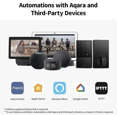 Aqara Smart Lock U50 Keyless Entry Bluetooth App Remote Alexa Google Apple IFTTT - Thumbnail 4