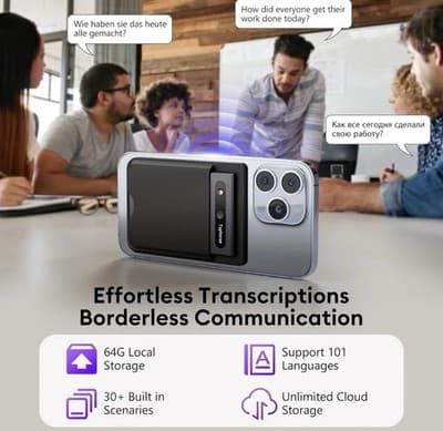 Tophorse NOTE-1 AI Voice Recorder 64GB Digital Recorder AI Transcription Black - Thumbnail 4
