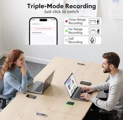 Tophorse NOTE-1 AI Voice Recorder 64GB Digital Recorder AI Transcription Black - Thumbnail 5