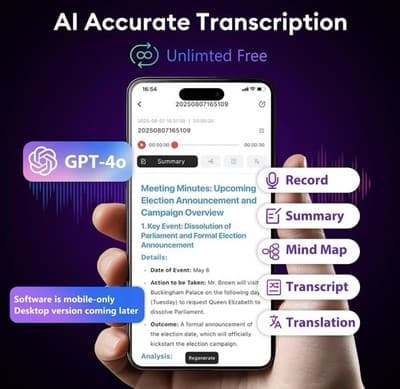 Tophorse NOTE-1 AI Voice Recorder 64GB Digital Recorder AI Transcription Black - Thumbnail 2