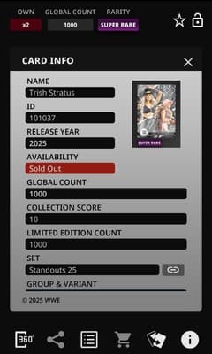 Topps Slam WWE 2025 TRISH STRATUS Standouts Face Of The Franchise 1000GC - Thumbnail 6