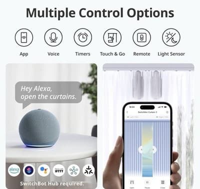 SwitchBot Automatic Curtain Opener 3 U Rail Bluetooth Remote Control WiFi Smart - Thumbnail 8