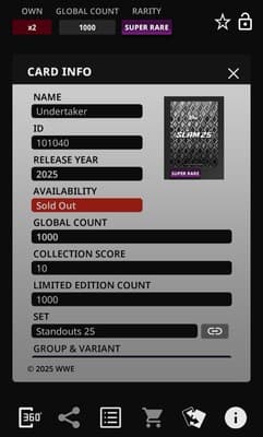 Topps Slam WWE 2025 The UNDERTAKER Standouts Face Of The Franchise 1000GC - Thumbnail 2