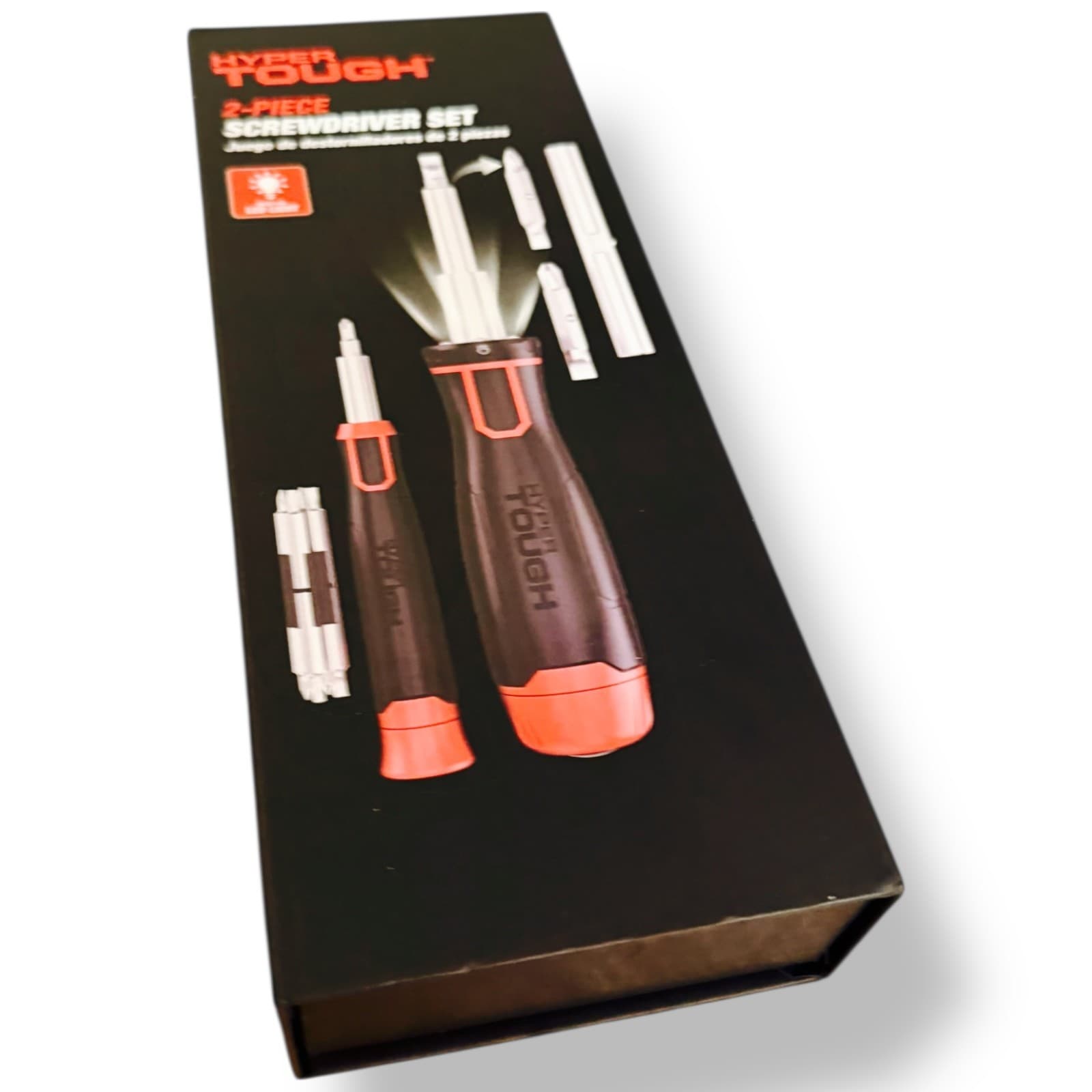 Hyper Tough 2-Piece LED Lighted 6-in-1 and 8-in-1 Precision Screwdriver Set NEW - Thumbnail 2