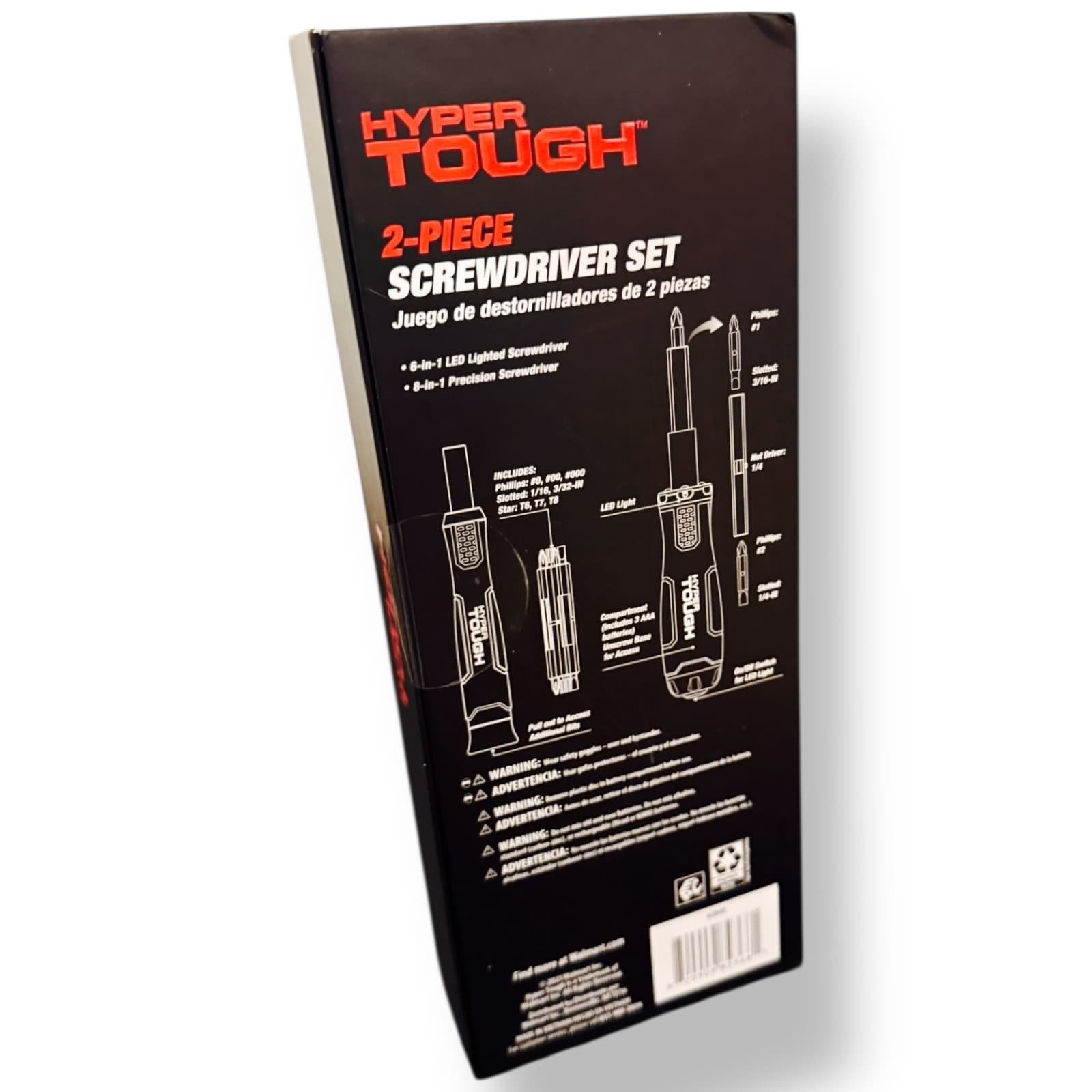 Hyper Tough 2-Piece LED Lighted 6-in-1 and 8-in-1 Precision Screwdriver Set NEW - Thumbnail 8