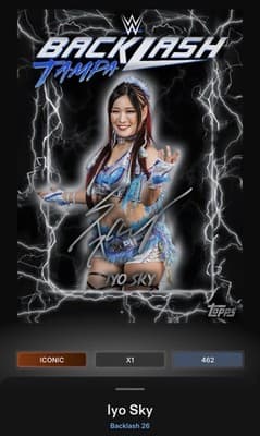 Topps WWE Slam IYO SKY Backlash 26 Silver Signature Iconic DIGITAL - Image 1