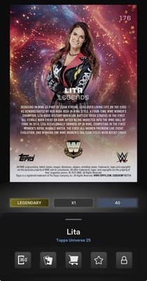 WWE Topps Slam LITA Universe 2026 Legendary Blast Base EXCLUSIVE 50gc Digital - Thumbnail 4