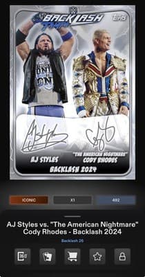 Topps WWE Slam RHODES STYLES Backlash 26 Silver Dual Signature Iconic DIGITAL - Thumbnail 2