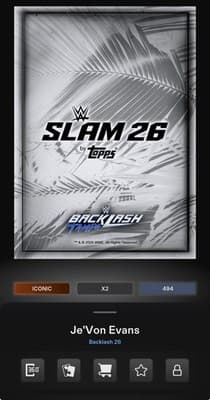 Topps WWE Slam Backlash 26 JE’VON EVANS Silver Tampa Takeover Iconic DIGITAL - Thumbnail 3