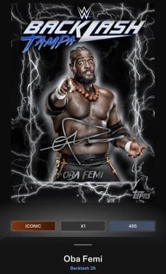 Topps WWE Slam OBA FEMI Backlash 26 Silver Signature Iconic Digital - Image 1