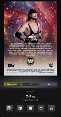 WWE Topps Slam X-PAC DX Universe 26 Legendary Blast Base Exclusive 50gc Digital - Thumbnail 2
