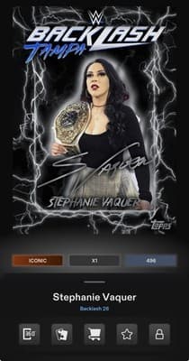 Topps WWE Slam STEPHANIE VAQUER Backlash 26 Silver Signature Iconic DIGITAL - Thumbnail 2