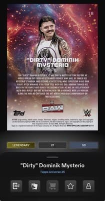 WWE Topps Slam Universe 26 DOMINIK MYSTERIO Blast Base Exclusive 50gc Digital - Thumbnail 2