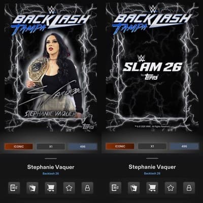 Topps WWE Slam STEPHANIE VAQUER Backlash 26 Silver Signature Iconic DIGITAL - Thumbnail 4