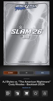 Topps WWE Slam RHODES STYLES Backlash 26 Silver Dual Signature Iconic DIGITAL - Thumbnail 3