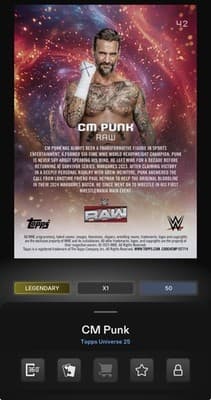 WWE Topps Slam Universe 26 CM PUNK Blast Base Flash Exclusive 50gc Digital - Thumbnail 2