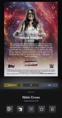 WWE Topps Slam Universe 26 NIKKI CROSS Blast Base Exclusive 50gc Digital - Thumbnail 4