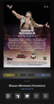 WWE Topps Slam HBK SHAWN MICHAELS Universe 2026 Legendary Base 50gc Digital - Thumbnail 2