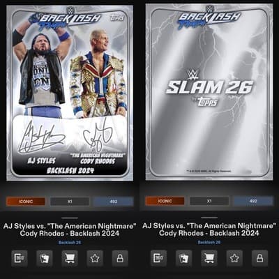 Topps WWE Slam RHODES STYLES Backlash 26 Silver Dual Signature Iconic DIGITAL - Thumbnail 4