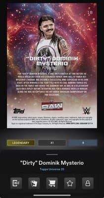 WWE Topps Slam Universe 2026 DOMINIK MYSTERIO Red Magma Exclusive 10gc Digital - Thumbnail 2