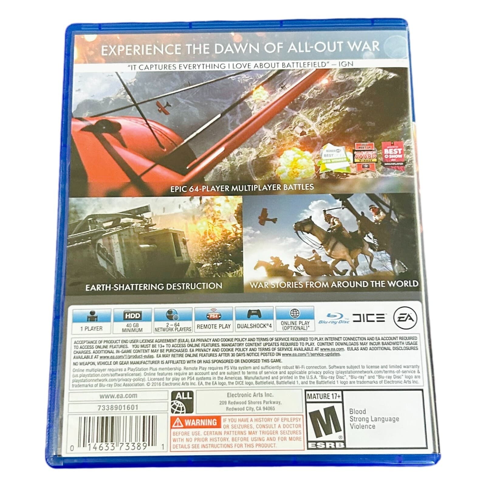 Battlefield 1 Sony PlayStation 4 PS4 Complete CIB Insert Tested Online Play 2016 - Thumbnail 4