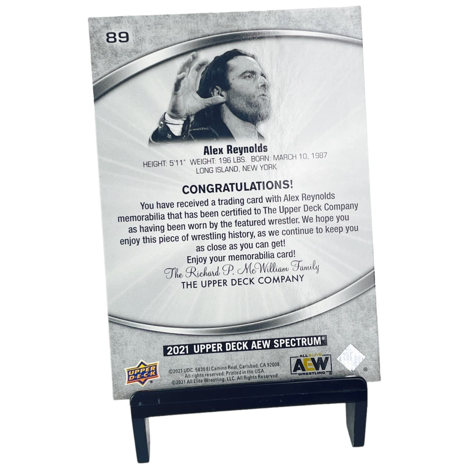 2021 Upper Deck AEW Spectrum Alex Reynolds Wrestling Memorabilia Relic SP Insert - Thumbnail 2