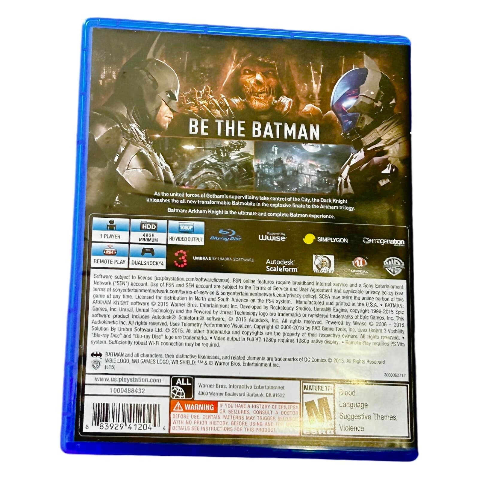 PS4 Batman Arkham Knight Sony PlayStation 4 Complete CIB Tested DC Comics 2015 - Thumbnail 9