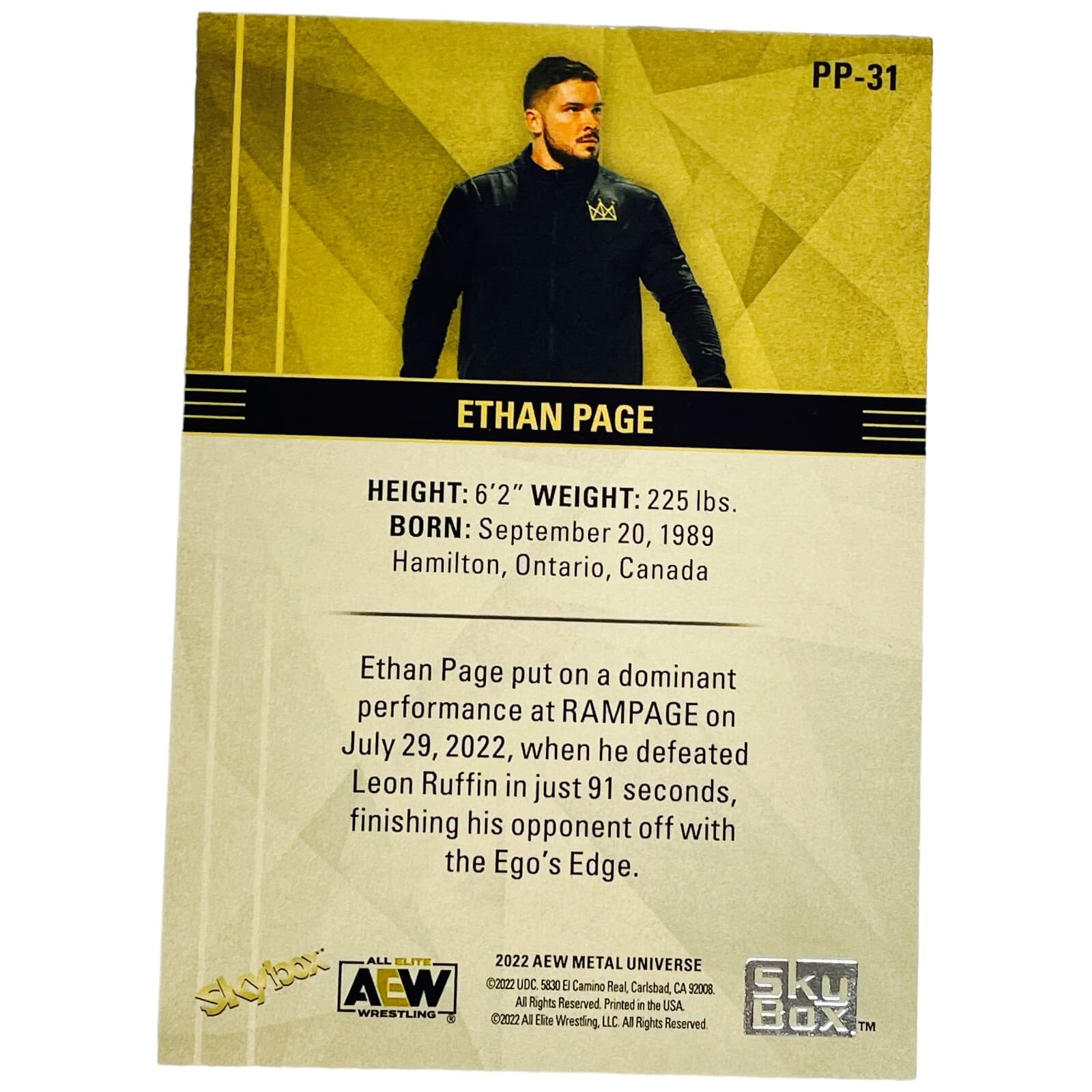 2022 AEW Metal Universe ETHAN PAGE Skybox Premium Parallel SP Insert PP-31 WWE - Thumbnail 8