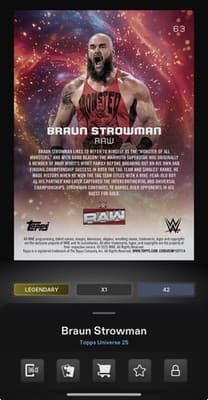 WWE Topps Slam BRAUN STROWMAN Universe 2026 Legendary Blast Base 50gc Digital - Thumbnail 2