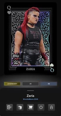 ZARIA Iridescent All Queens Legendary Topps Slam WWE WrestleMania 26 DIGITAL - Image 1