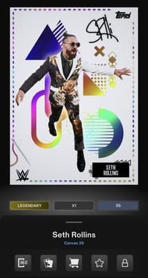 SETH ROLLINS Topps Slam WWE Canvas 26 Iridescent Signature Legendary Digital - Thumbnail 3