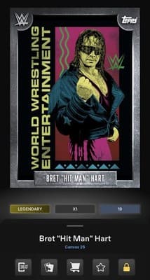 Topps Slam WWE Canvas 26 Relic Artistry BRET HITMAN HART 25cc Legendary Digital - Image 1