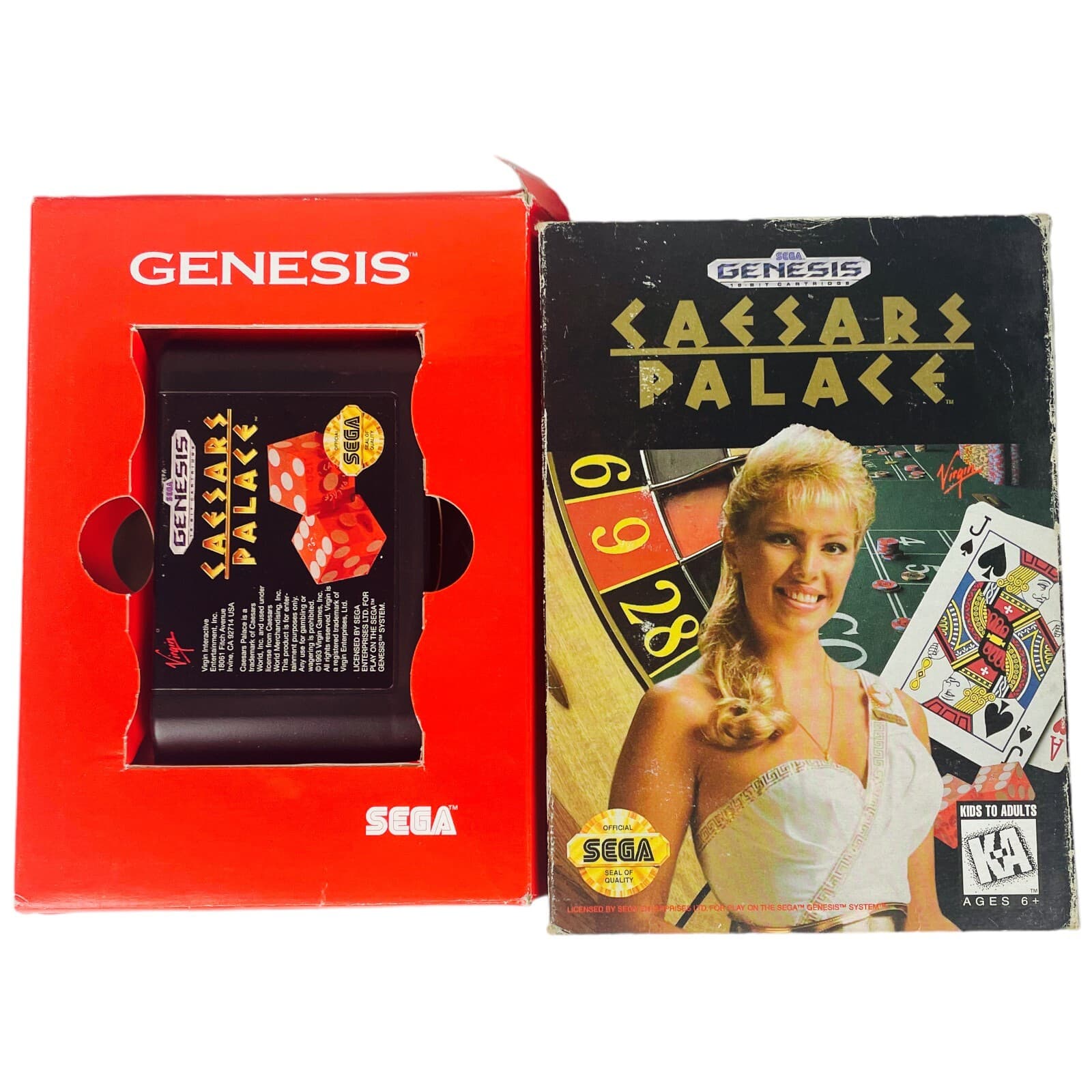 SEGA Genesis Caesars Palace Complete CIB Manual Tested Working - Thumbnail 4