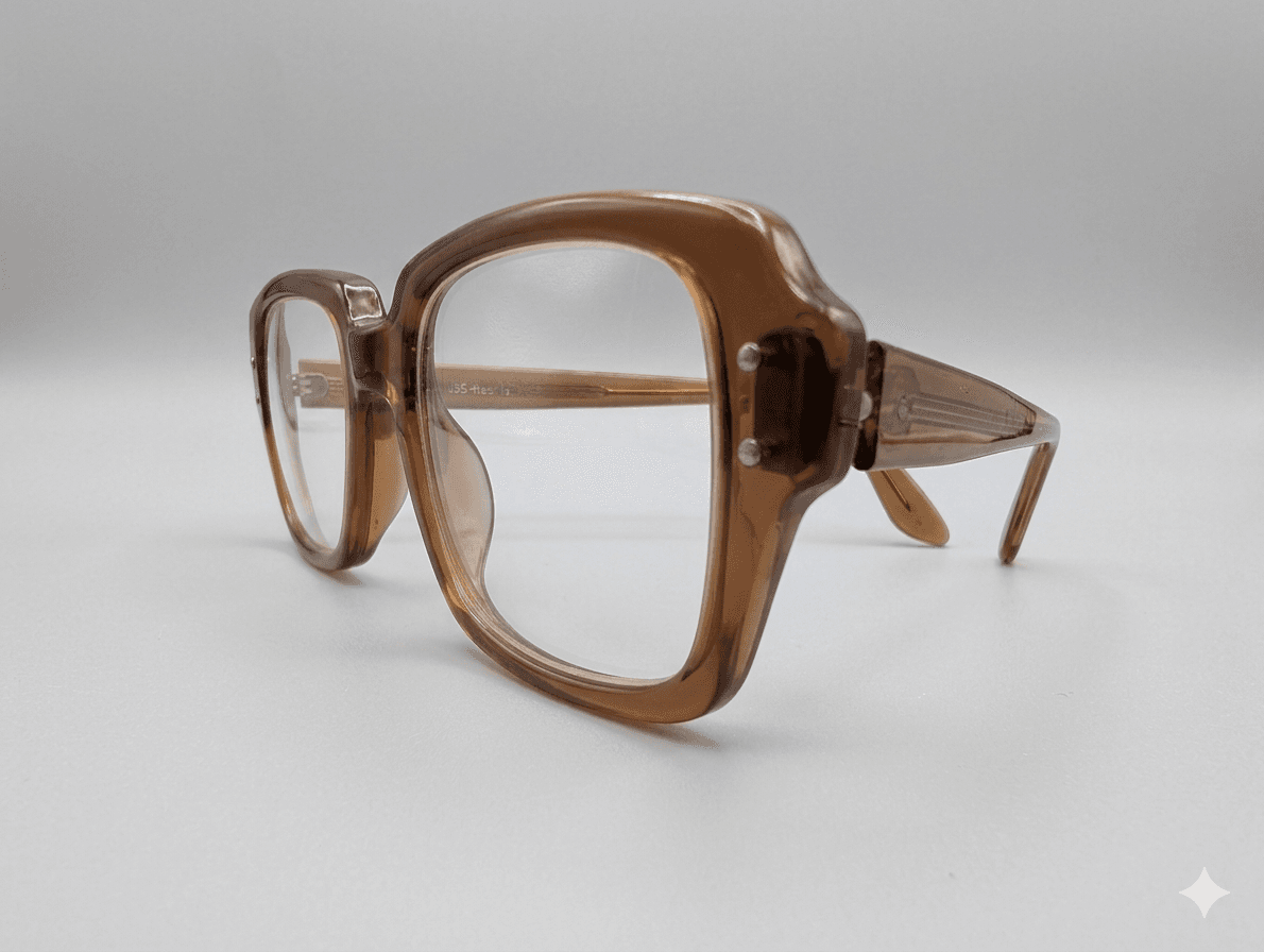 Vintage USS Ar-20 Brown Oversized Square Eyeglasses Frames Retro Optical Glasses - Thumbnail 2