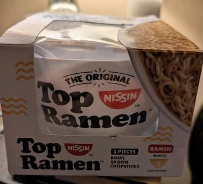 Nissin Top Ramen 3-Piece Ramen Bundle - Bowl, Spoon & Chopsticks - New In Box - Image 1