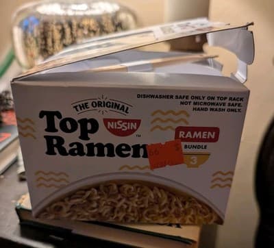 Nissin Top Ramen 3-Piece Ramen Bundle - Bowl, Spoon & Chopsticks - New In Box - Thumbnail 2