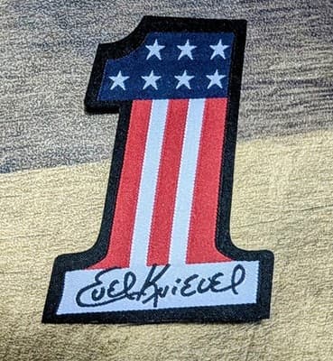 Evel Knievel #1 American Flag Patch Embroidered Iron-On - Image 1