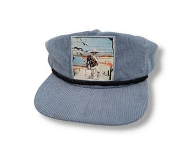 Ralph Steadman Hunter S. Thompson Blotter Art Patch on Blue Corduroy Hat - Image 1
