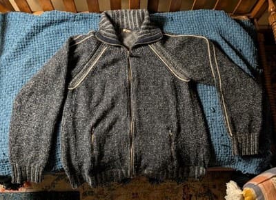 Hartford Men's XL Full Zip Lambswool Sweater Made in Spain - Mock Neck Vintage - Image 1