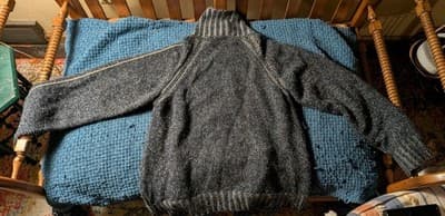 Hartford Men's XL Full Zip Lambswool Sweater Made in Spain - Mock Neck Vintage - Thumbnail 10