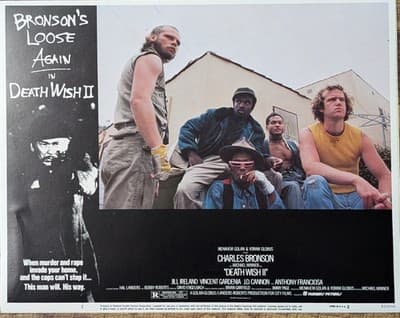 Original 1982 Death Wish II Lobby Card Charles Bronson Vigilante Gang Scene - Image 1