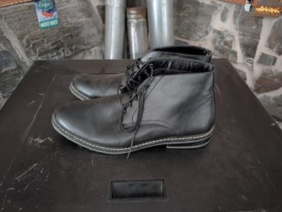 Steve Madden Overring Men's Black Chukka Boots Size 12 Leather Shoes - Image 1