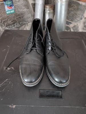 Steve Madden Overring Men's Black Chukka Boots Size 12 Leather Shoes - Thumbnail 2