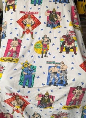 Vintage 1991 WWF Wrestling Full Size Flat Sheet Hulk Hogan Ultimate Warrior - Thumbnail 3