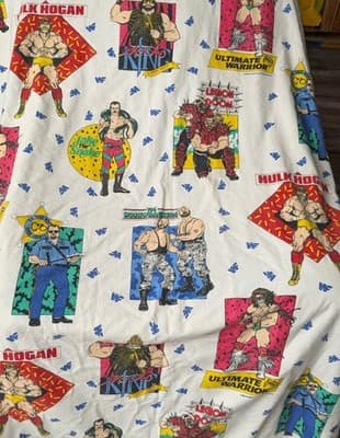 Vintage 1991 WWF Wrestling Full Size Flat Sheet Hulk Hogan Ultimate Warrior - Thumbnail 4