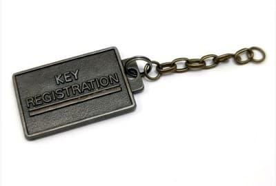 Vintage "KEY REGISTRATION" Metal Key Fob Tag w/ Chain - Nashville TN - Image 1