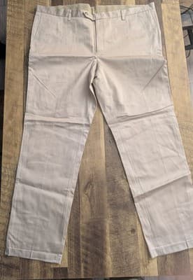 Jos. A. Bank Traveler's Collection Tailored Fit Khaki Pants 42Wx32L Beige Cotton - Image 1