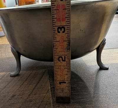 Vintage Stieff Pewter 3-Footed Bowl P 64-19 ATC Marked 7.5" Diameter - Thumbnail 2