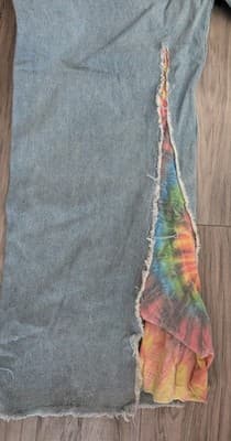 Vintage Lee Riveted Dungarees Custom Tie-Dye Distressed Wide Leg Flare Jeans - Thumbnail 9