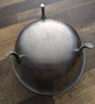 Vintage Stieff Pewter 3-Footed Bowl P 64-19 ATC Marked 7.5" Diameter - Thumbnail 5